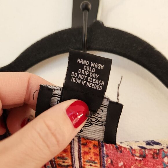 Angie Blue Red Floral Open Front Kimono Cardigan Boho Bohemians Women's S - Picture 5 of 5